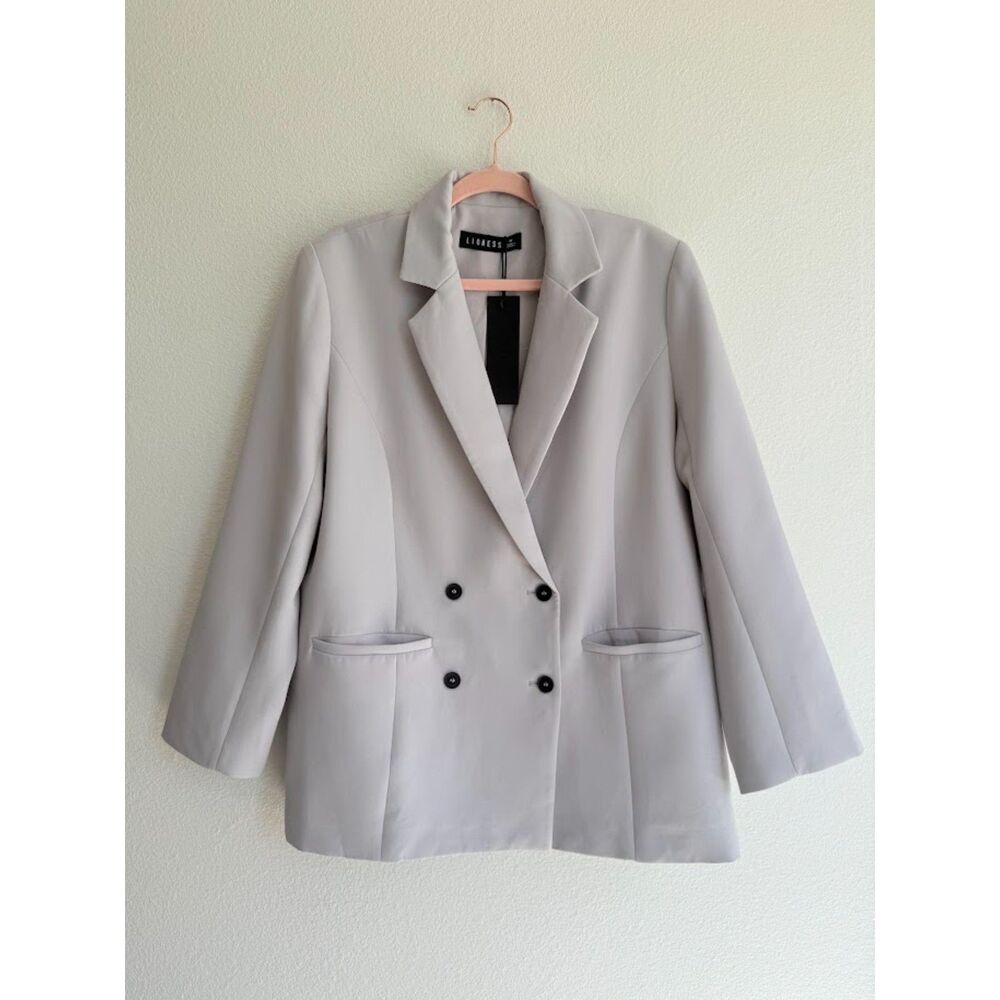 Lioness Wyoming Oversized Double Breasted Blazer Jacket size M Gray NWT